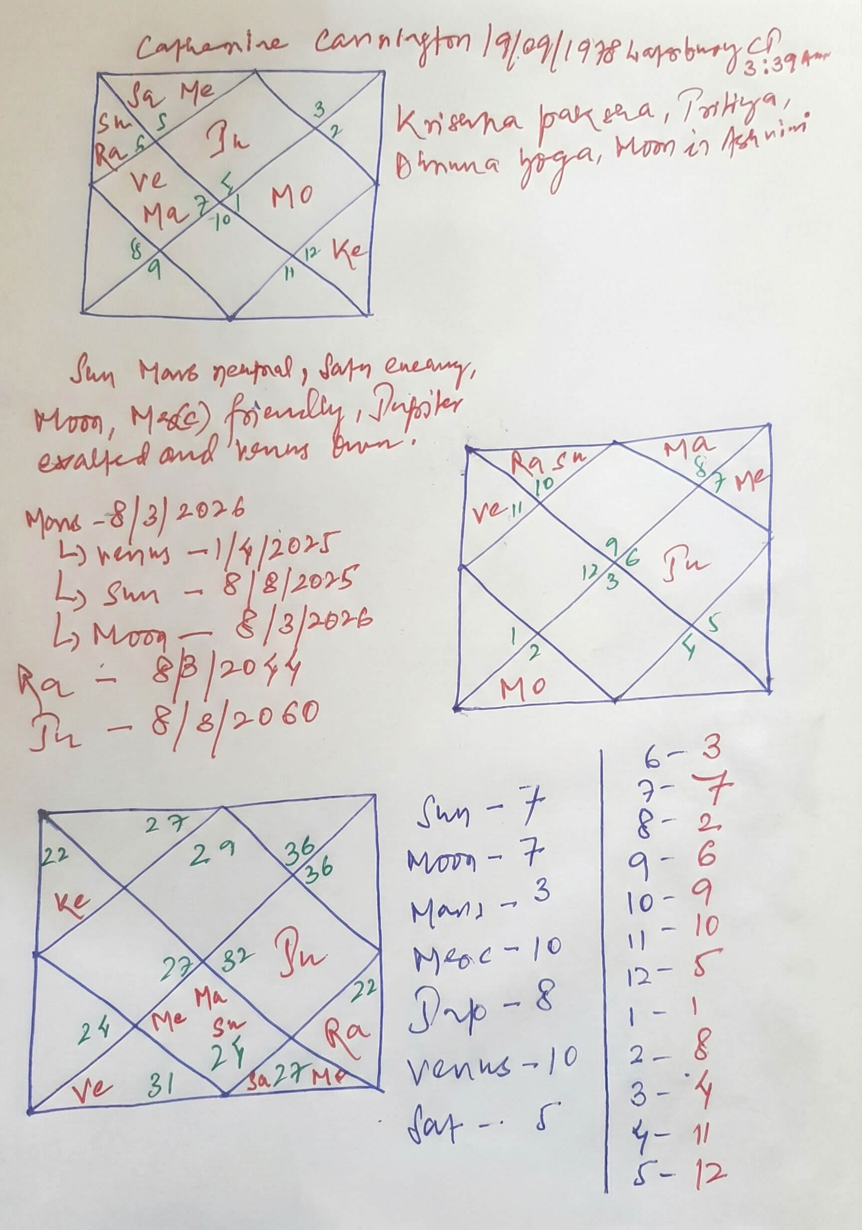 Example of Ritesh's hand-calculated chart worksheet